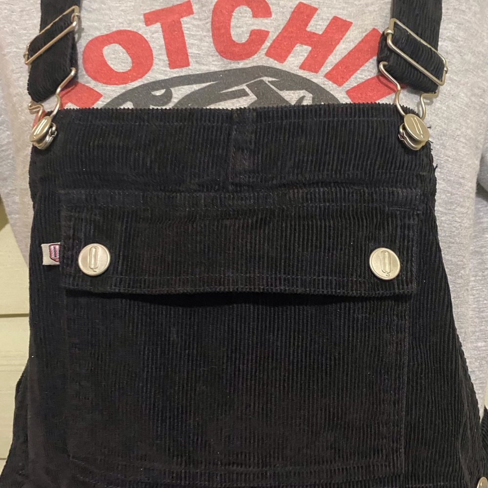 Y2K Black Corduroy Jumper Overall Dress Vest Back SZ‎ 6 Relaxed Fit Western - Picture 7 of 16